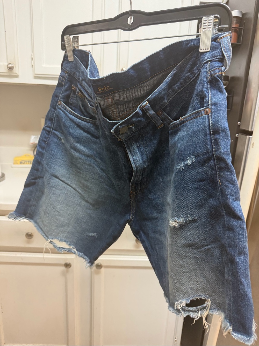 Ralph Lauren Blue Distressed Denim Jean Shorts